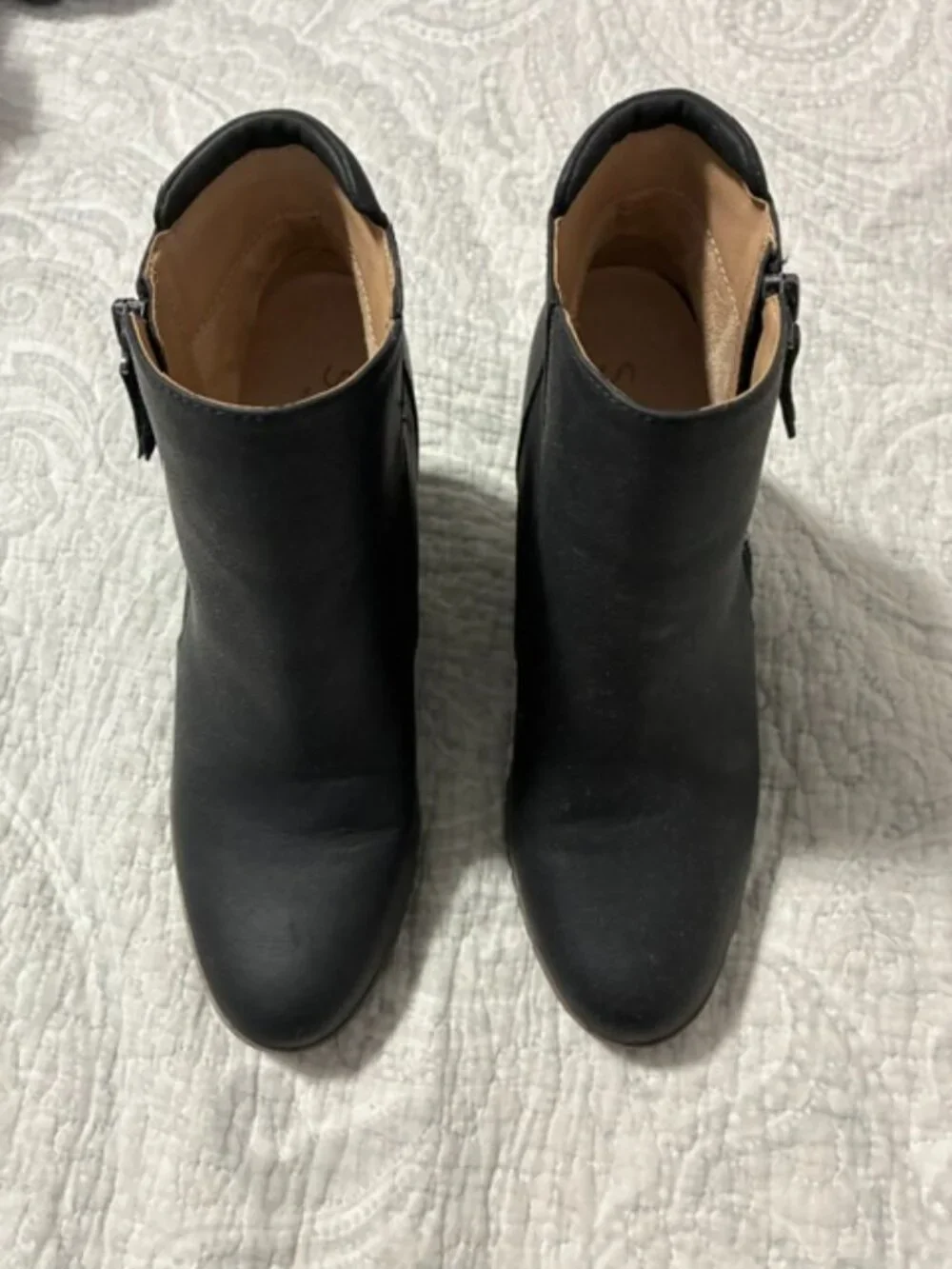 Black Leather Wedge Boots